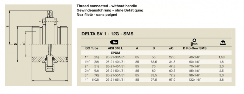APV Valve Delta SV-SVS Spec 4